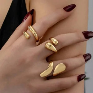3Pcs Gold Ring Set – Minimalist & Elegant Design