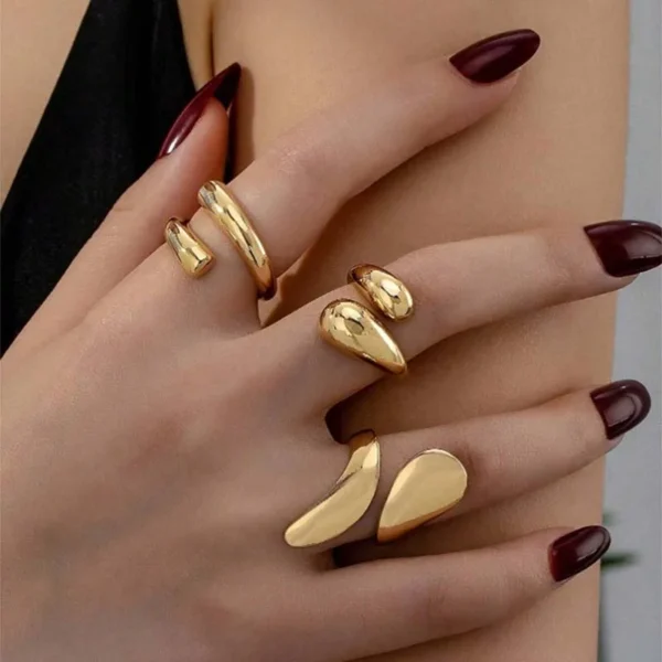 3Pcs Gold Ring Set – Minimalist & Elegant Design