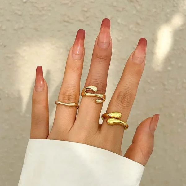 3Pcs Gold Ring Set – Minimalist & Elegant Design – Image 4