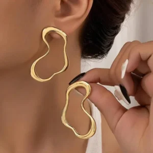Bold Irregular Metal Stud Earrings – Unique Design