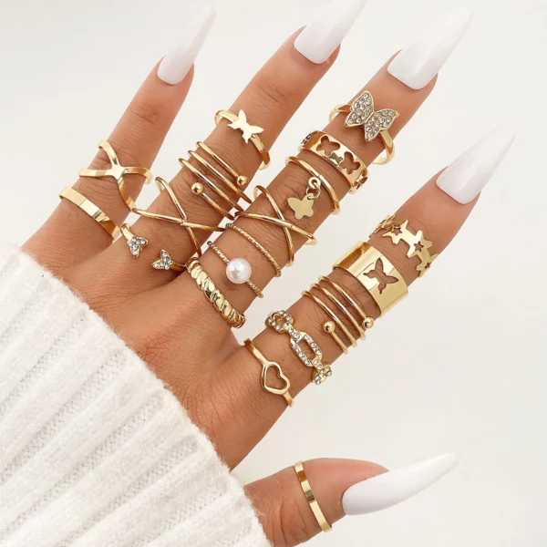 Set of 21 Stylish and Elegant Rings - Trendy Accessories – Image 5