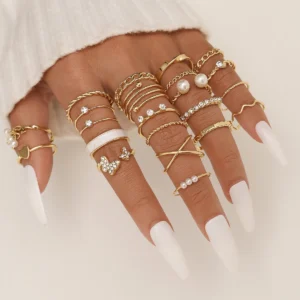Set of 21 Stylish and Elegant Rings - Trendy Accessories