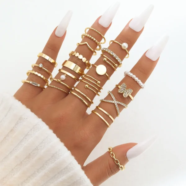 Set of 21 Stylish and Elegant Rings - Trendy Accessories – Image 4